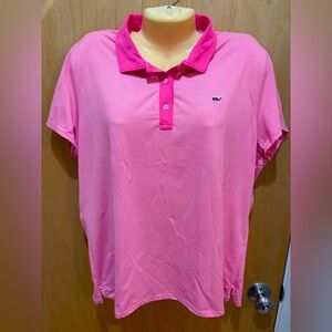 Vineyard Vines Pink and White Stripe Performance Polo